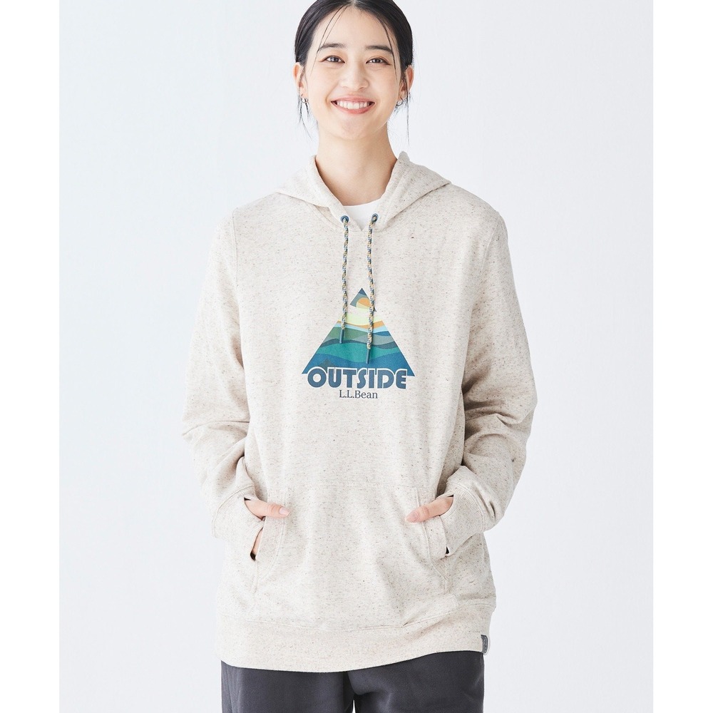 LL Bean Women's Outside Mountain Graphic Hoodie Oatmeal Heather  Large